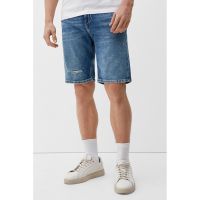 Blugi scurti relaxed fit cu detalii cu aspect deteriorat