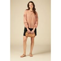 Bluza de bumbac cu garnituri de dantela crosetata