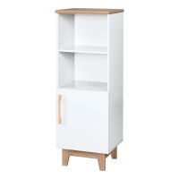 Bibliotecă pentru copii albă cu aspect de lemn de stejar 45x128 cm Finn – Roba