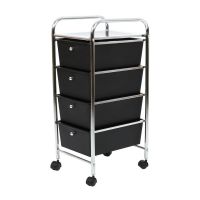 Etajeră pe roți din plastic negru-argintiu 33x79 cm – Premier Housewares