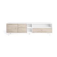 Comodă TV alb/natural cu aspect de lemn de stejar 180x47 cm Roald – Marckeric