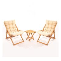 Set mobilier de grădină crem/natural din lemn de fag pentru 2 persoane – Floriane Garden