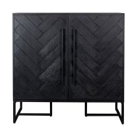 Dulap vinotecă cu aspect de lemn exotic neagră număr sticle 24, 100x100 cm Class - Dutchbone