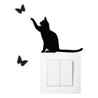 Autocolant pentru întrerupător Ambiance Cat, negru