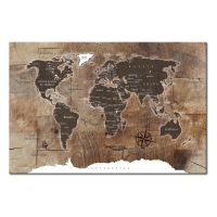 Avizier cu harta lumii Bimago Wooden Mosaic, 120 x 80 cm