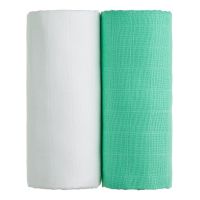 Set 2 prosoape din bumbac T-TOMI Tetra, 90 x 100 cm, alb - verde