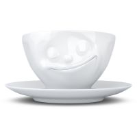 Ceașcă din porțelan pentru cafea 58products Happy, alb, 200 ml