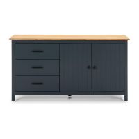 Comodă albastru-închis din lemn masiv de pin 150x80 cm Miranda – Marckeric