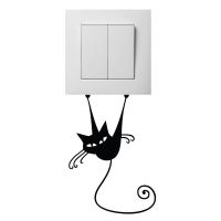 Autocolant pentru întrerupător Ambiance Acrobat Cat, negru