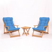 Set mobilier de grădină albastru/natural din lemn de fag pentru 2 persoane – Floriane Garden