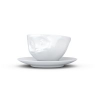 Ceașcă din porțelan cu farfurie, sclifosit, 58products, alb