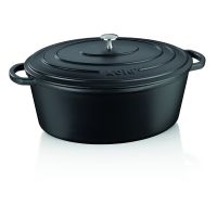 Oală ovală din fontă cu capac Kela Calido, lățime 29, negru