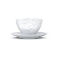 Ceașcă din porțelan cu farfurie, supărăcios, 58products, alb