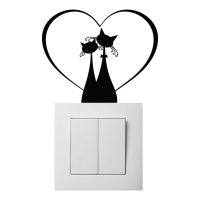 Autocolant pentru întrerupător Ambiance Cat Couple, negru