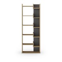 Bibliotecă neagră/în culoare naturală cu aspect de lemn de stejar 60,5x162 cm Klapo – Marckeric