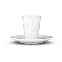 Ceașcă cu farfurie din porțelan pentru espresso, zâmbet 58products, 80 ml, alb