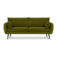 Canapea cu tapițerie din catifea Kooko Home Lento, 198 cm, verde