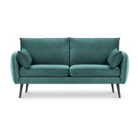 Canapea cu tapițerie din catifea Kooko Home Lento, 158 cm, albastru petrol