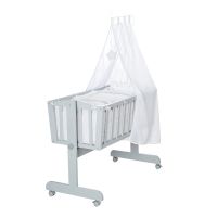 Pătuț leagăn gri cu roți și baldachin 40x90 cm Strenenzauber – Roba