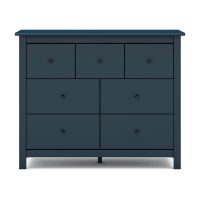 Comodă albastru-închis joasă din lemn masiv de pin 110x80 cm Misti – Marckeric