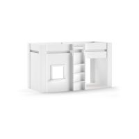 Pat pentru copii alb înalt din lemn masiv de pin 90x200 cm RENO – Vipack