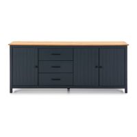 Comodă albastru-închis din lemn masiv de pin 190x80 cm Miranda – Marckeric
