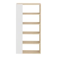 Bibliotecă albă cu blat cu aspect de lemn de stejar 90x188 cm Ella TemaHome