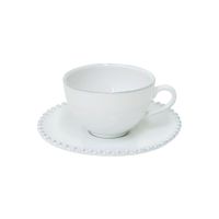 Ceașcă și farfurioară din gresie ceramică Costa Nova Pearl, 250 ml, alb