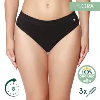 Chiloți menstruali organici Flora – Brazilian – Negru L
