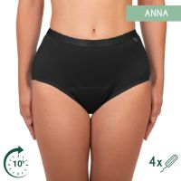 Chiloți menstruali clasici, cu bandă satinată Anna - Negru – absorbție ridicată 12-14 ani