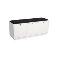 Bancă cu spațiu de depozitare și șezut negru Rowico Confetti, lățime 106 cm, alb