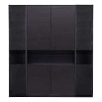 Bibliotecă modulară neagră din lemn masiv de pin 190x210 cm Finca – WOOOD