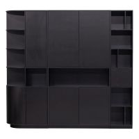 Bibliotecă modulară neagră din lemn masiv de pin 228x210 cm Finca – WOOOD