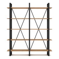 Bibliotecă negru/natural cu aspect de lemn de stejar 150x180 cm Aviva – Marckeric