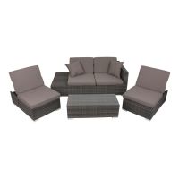 Set de lounge de grădină din rattan artificial gri pentru 4 persoane Alcudia - Garden Pleasure
