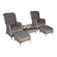 Set de lounge de grădină din rattan artificial gri pentru 2 persoane Valencia - Garden Pleasure