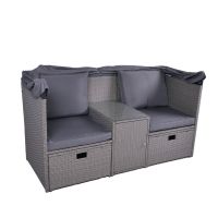 Set de lounge de grădină din rattan artificial gri pentru 2 persoane Saint-Tropez - Garden Pleasure