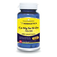 Ca+Mg+Se+Si+Zn Organice cu Vitamina D3, 60 capsule, Herbagetica