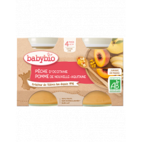 Piure din piersici si mere Bio, 2 x 130g, BabyBio