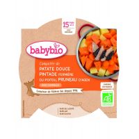 Meniu cartofi dulci cu pune uscate si carne de bibilica, 260g, BabyBio