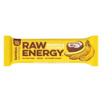 Baton proteic cu banane si nuca de cocos Raw Energy, 50g, Bombus