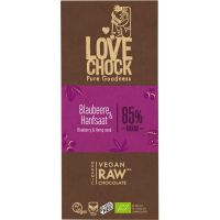 Ciocolata raw vegana cu afine si seminte de canepa, 70g, Lovechock