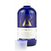Sinergie de microelemente: aur argint platina cupru zinc magneziu vanadiu crom coloidal Total Mix 20ppm, 480ml, Alchemy