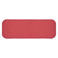Covoras antiderapant din cauciuc natural pentru cada cu ventuze pentru fixare Rosu, 96x34 cm, Sanger