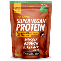 Proteina Super Vegan bio ciocolata si coama de leu cu DigeZyme, 400g, Iswari
