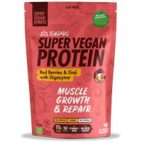 Proteina bio fructe rosii si goji cu digezyme Super Vegan, 875g, Iswari