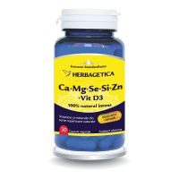 Ca+Mg+Se+Si+Zn Organice cu Vitamina D3, 30 capsule, Herbagetica