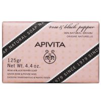 Apivita Sapun natural cu trandafir si piper negru, 125g