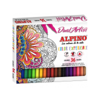 Carioca Cu 2 Capete, Varf Liner 0.7mm/tip Pensula, 36 Culori/cutie, Alpino Color Experience