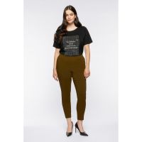 Pantaloni skinny crop cu talie inalta
